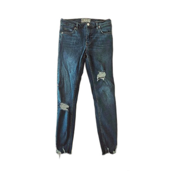 Free People Shark Bite Raw Hem Skinny Jeans Women's Size 25 | Boho Stretch Denim - Picture 5 of 7